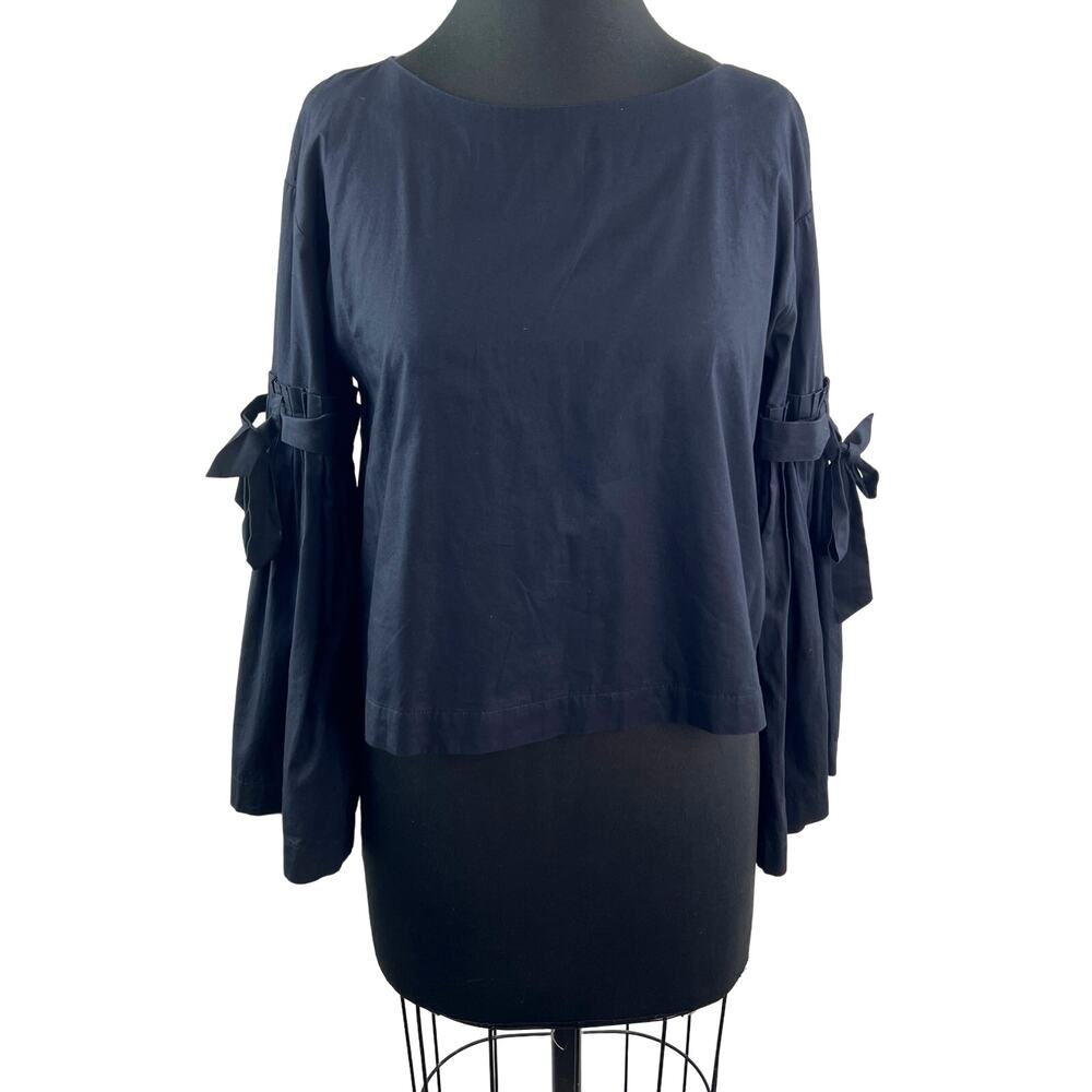 FREE PEOPLE So Obviously Yours Black Top Boat Neck Bell Sleeve Size X-Small XS